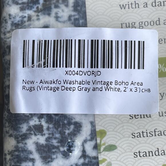 Aiwakfo Washable Vintage Boho Area Rug 2x3 Gray White Machine Washable Non-Slip - Picture 5 of 6